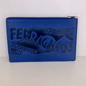 Salvatore Ferragamo Salvatore Ferragamo Embossed Logo Leather Accessory Case